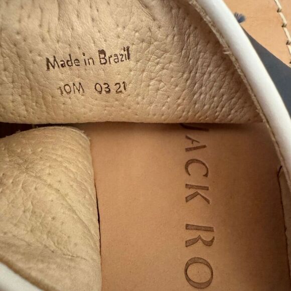 Jack Rogers Giselle Bow Thong Sandals Navy Blue & White Leather Size 10 - Picture 4 of 5